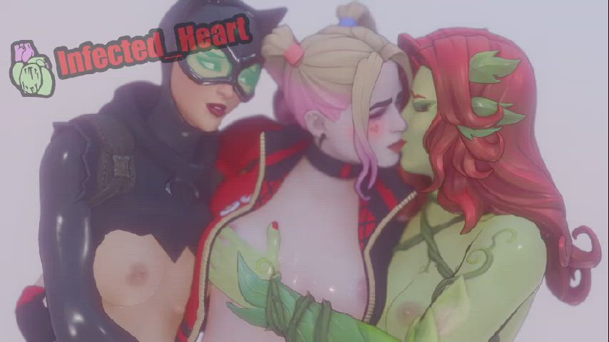 Harley Quinn, Poison Ivy and Catwoman Makeout Session (Infected_Heart) [DC Comics] : video clip