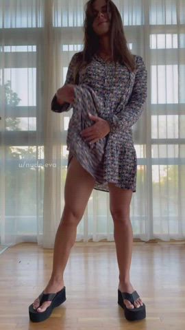 I want to fuck all the time!😈 Maybe someone will find out today that I am without underwear under the dress!😜 : video clip