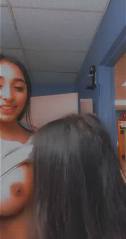 2 latinas sucking tits and kissing : video clip
