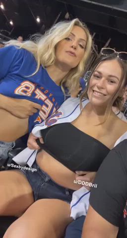 Flashing with my friend at the baseball game⚾️😜 [GIF] : video clip