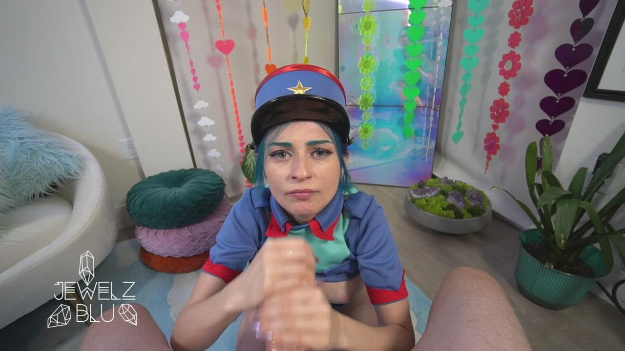 Jewelz Blu - Officer Jenny Swallowing Cum : video clip