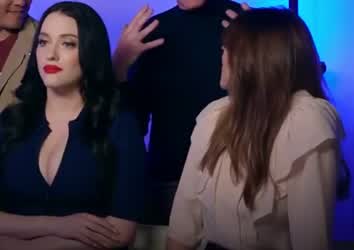 Elizabeth Olsen staring at Kat Dennings big tits : video clip