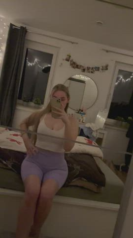 do you like me more with or without my purple leggings? : video clip