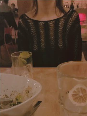 The waitress complimented my see thru top [GIF] : video clip