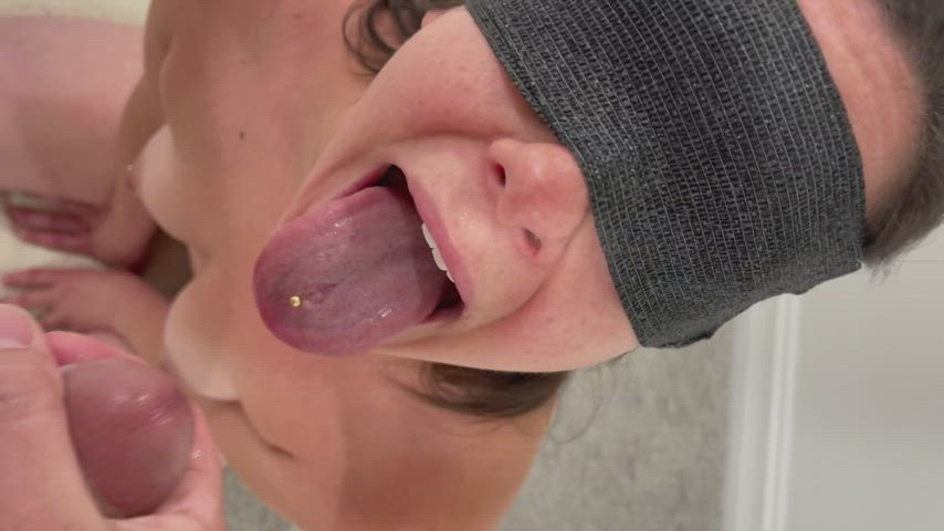 Pierced tongue means feed me your cum! : video clip