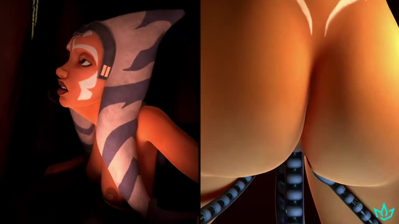 Ahsoka encouraged by tentacles to service cocks in the BJ box. : video clip