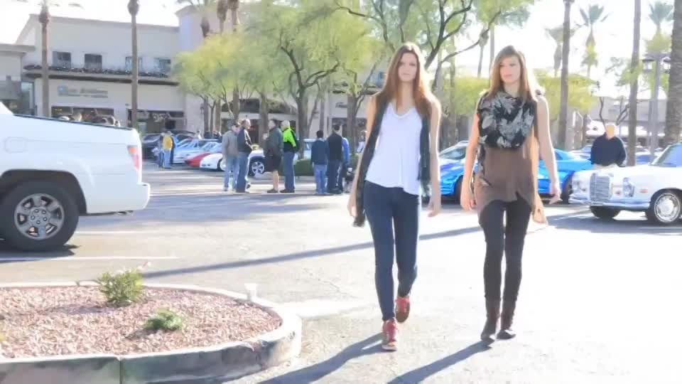 Twins Caught Showing Their Assets at Car Show : video clip