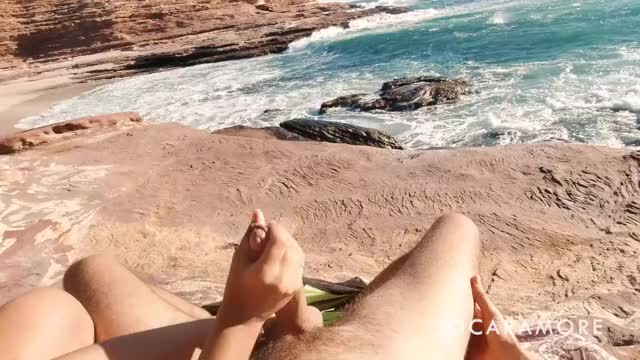 Cumming hard with a stunning view. : video clip