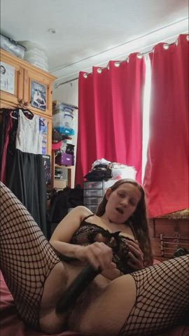 I got so hot trying on my new bodystocking I just had to fuck my wet pussy : video clip