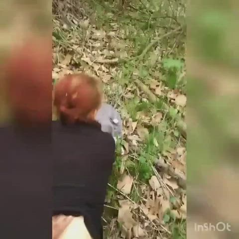 Redhead outdoor sex and creampie : video clip