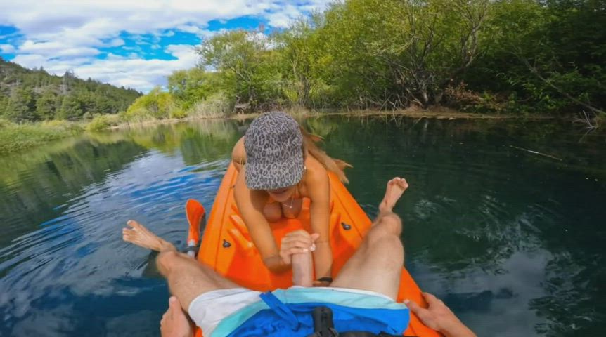 Cumming fast having sex on a kayak [GIF] : video clip