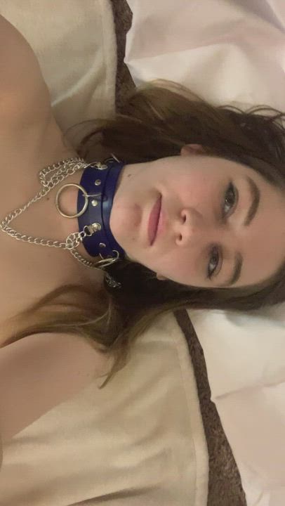 Collar, pieced nipples, and pretty pussy! : video clip