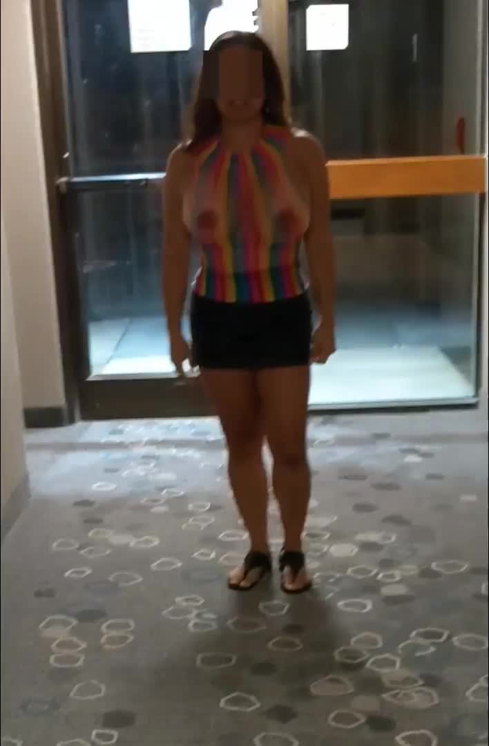 Coming back to the hotel with my BIG bimbo titties out : video clip