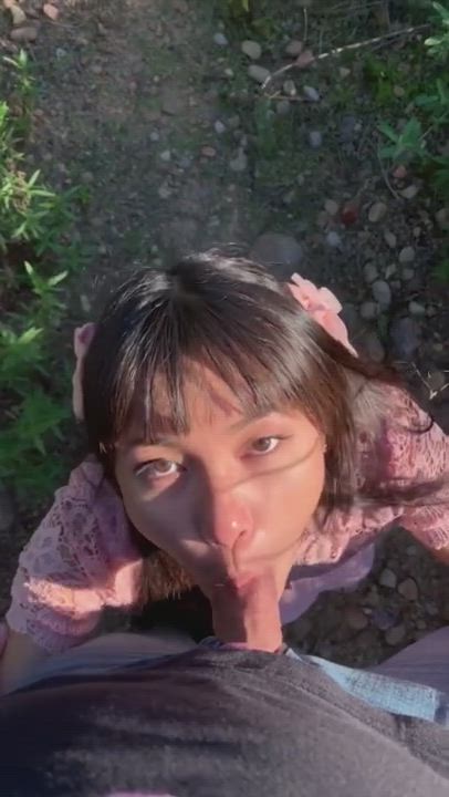 Cute little Asian Girl Plays with and Rides Daddy's Dick in the Park : video clip