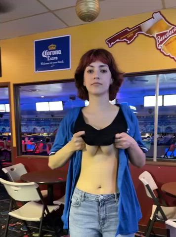 Having some fun at the bowling alley : video clip
