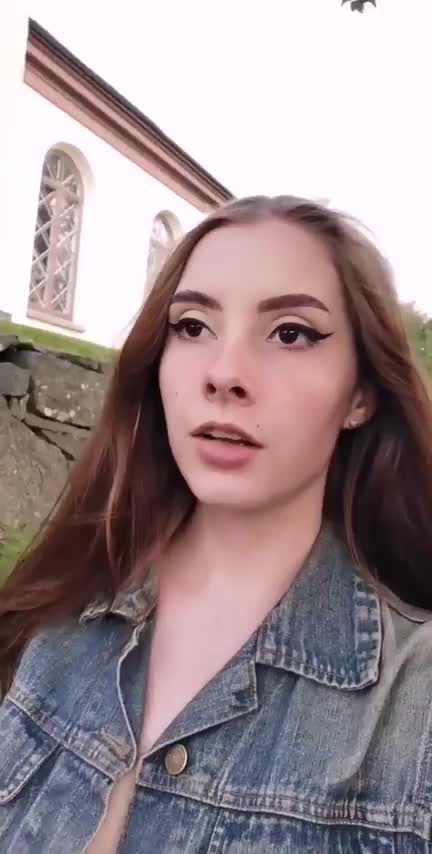 I'm probably going to hell for flashing my tits outside of church. Oh well!😇 [GIF] : video clip