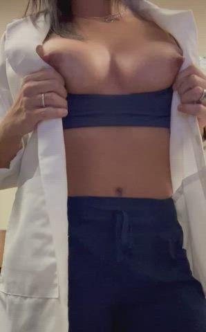 A boob bounce from work in a white coat feels even naughtier 😏 : video clip