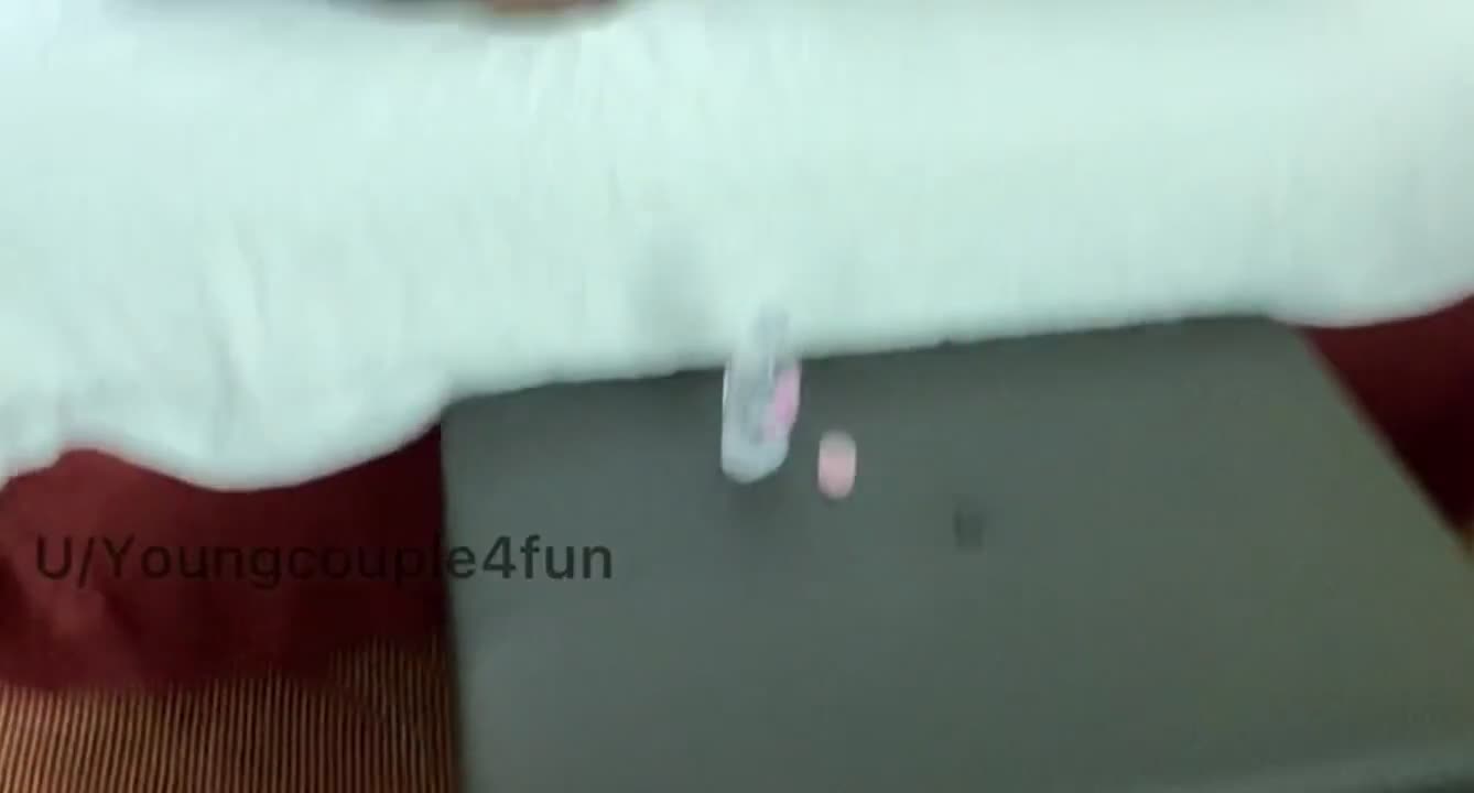 Hubby stroking while he watches the fun : video clip