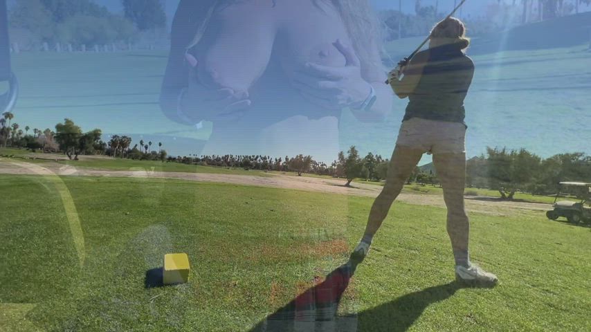 Dared to play an entire hole in a tiny schoolgirl outfit! [gif] : video clip