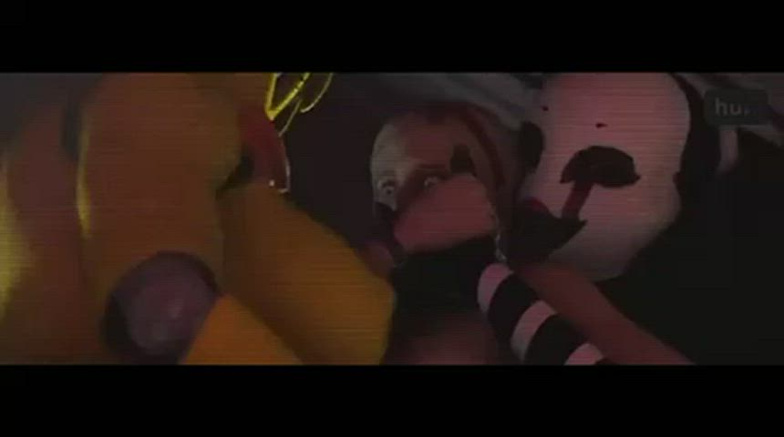 Sherry Birkin and Ada Wong have their holes full from Puppet, Toy Chica, Toy Bonnie, Mangle, and Foxy (Tsoni) [Resident Evil/FNAF] : video clip