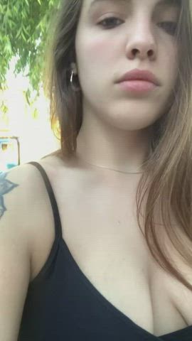My next flash, got way too horny during my walk... There were people in front of me haha, I love the risk…hopefully you like my teen tits : video clip
