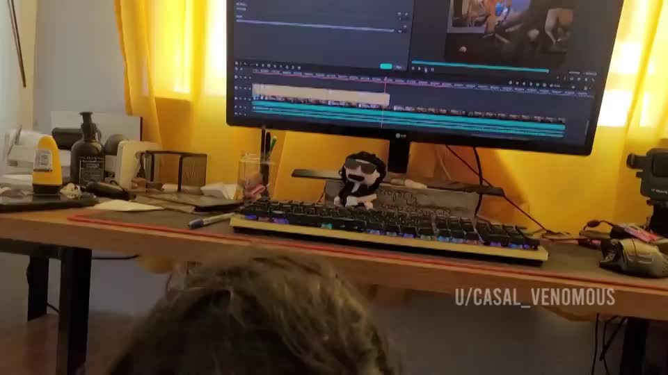 I'm hubby's new editing tool. While he tries to edit me fucking other guy, I blow his cock to keep him motivated. : video clip