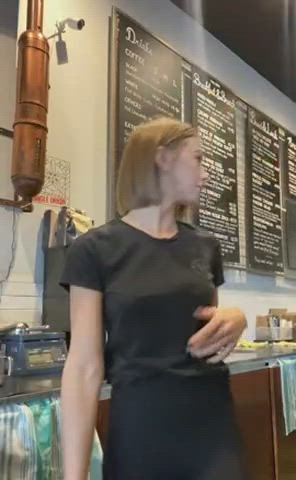 Barista flashing at Starbucks : video clip