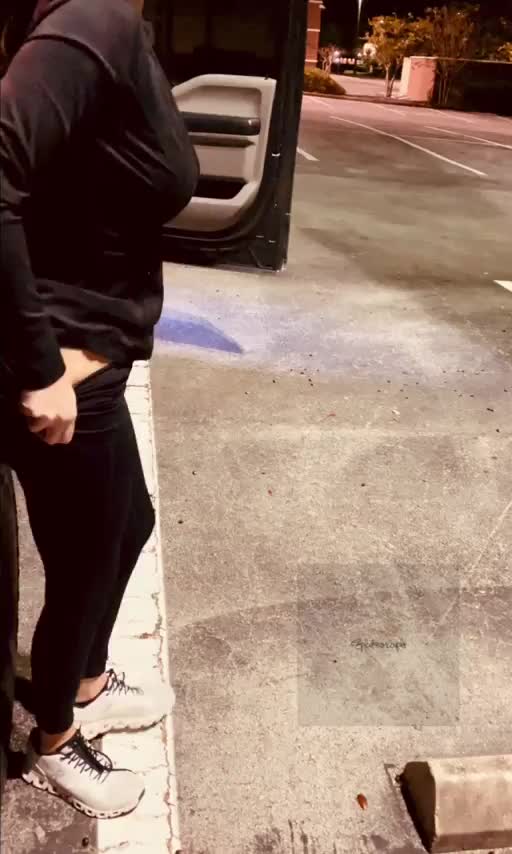 Showing everyone my new light up butt plug in a parking lot : video clip