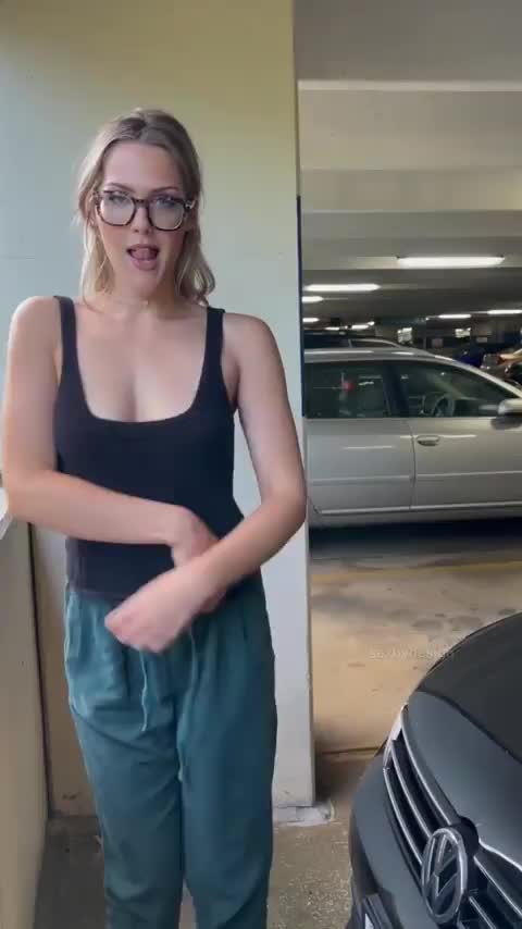 got naked in the parking garage.. would you fuck me? 😘 [GIF] : video clip