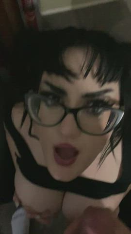 My aim was a little off but she swallowed what she caught ;) (Goth Girlfriend Swallowing Porn GIF by gothlov3r) : video clip