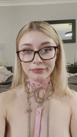 Collared, leashed and cum covered : video clip