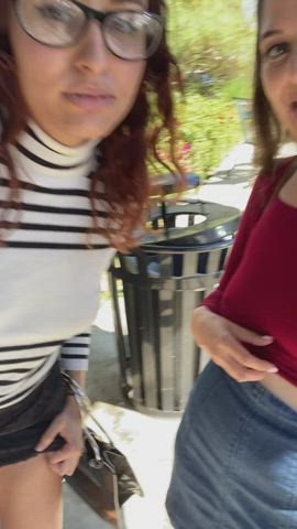 We like wearing skirts so we can easily do stuff like this in public [GIF] : video clip