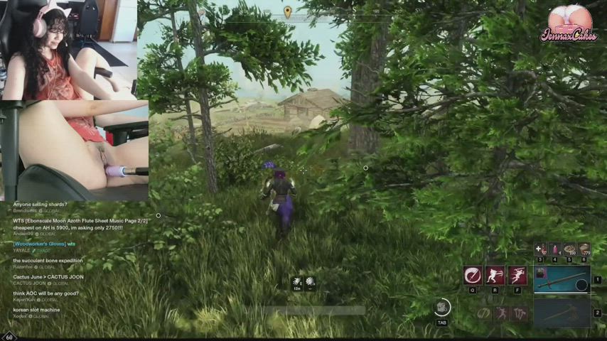 Playing New World while getting fucked by my fuck machine >:) : video clip