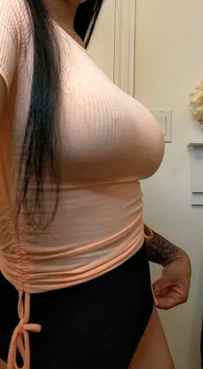I'm definitely not wearing a bra with this top today. : video clip