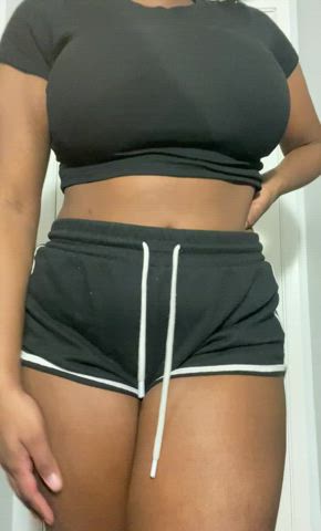 I wonder if black makes my boobs look smaller… : video clip