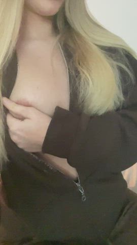 i want to replace my tiny hand with your manly hand doing this with my tits... : video clip