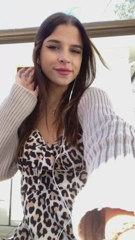 i got very horny waiting for the bus... i hope no one saw me flashing my 18 years old tits : video clip
