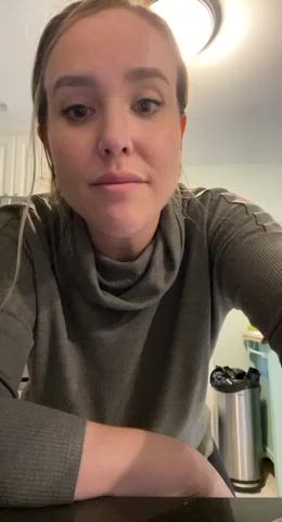REAL QUICK…can I show you my big tits before he gets home? : video clip