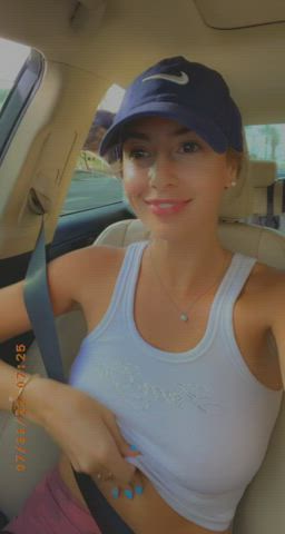 Driving home with my titties out hehe : video clip