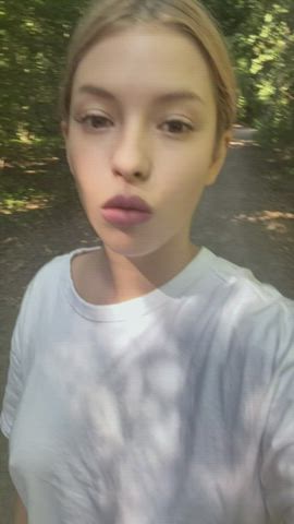 Please walk park with me and my huge titties : video clip