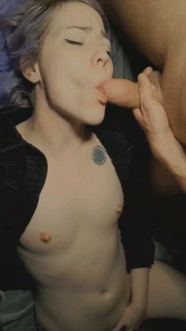 Asked my roommate to tease my mouth with his cock head while I edged : video clip