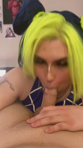 POV Jolyne Kujo gives you a blowjob : video clip