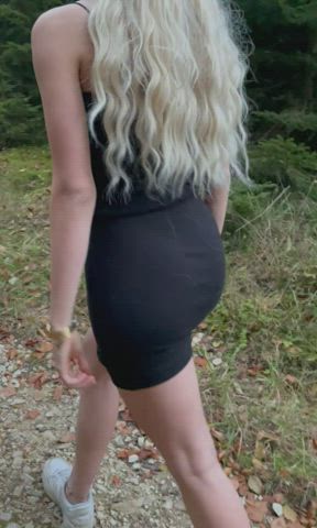 Got a little horny during my little hike... hope you like how I get my tits out of the dress and play with them... I think a forest ranger saw me :/ : video clip