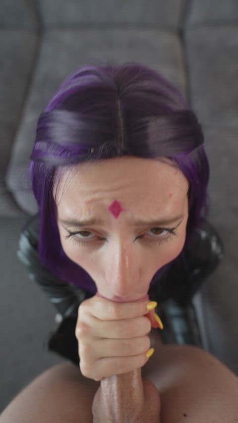 I dressed as Raven and made him cum all over my face : video clip