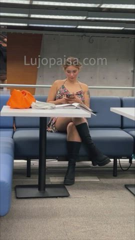 Risky strip in the university library : video clip