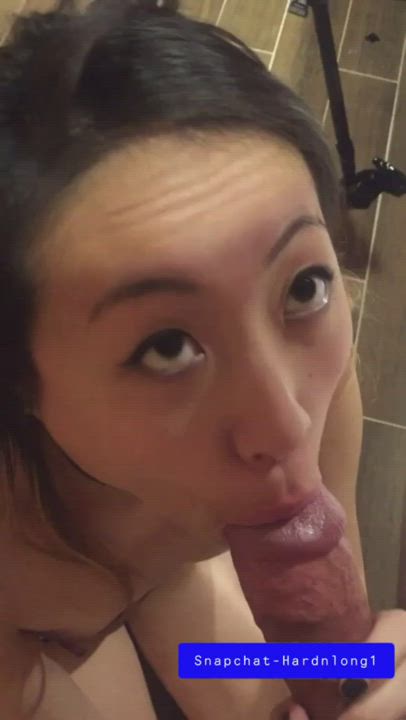 This sexy married Asian milf loves coming over and sucking my BWC : video clip
