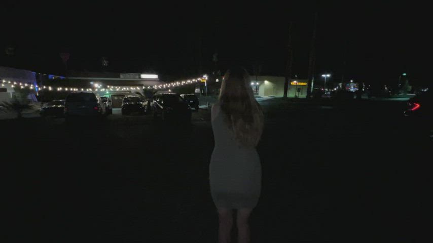 He dared me to strip completely naked and run through the parking lot when we left the bar. Look closely and you can see my cute little plug! [gif] : video clip
