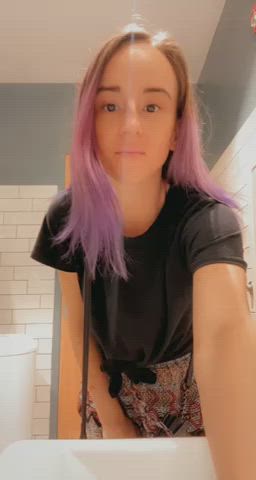 Fuck it, pulling my pants all the way down to show both my holes knowing anyone can walk in [gif] : video clip