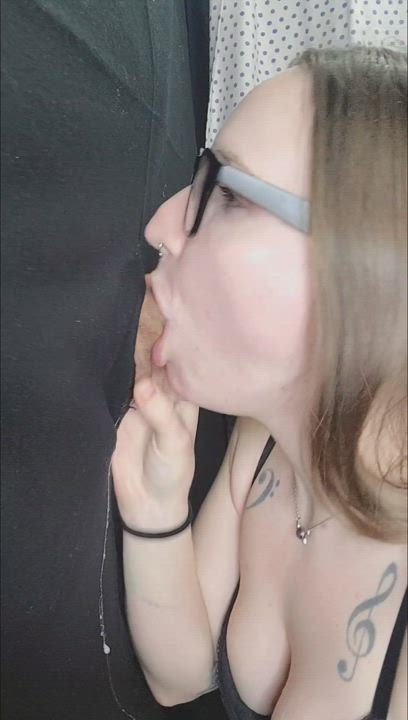 I love putting my dick through the hole in the curtain and feeling a sloppy wet and warm mouth swallow me down (OC) : video clip