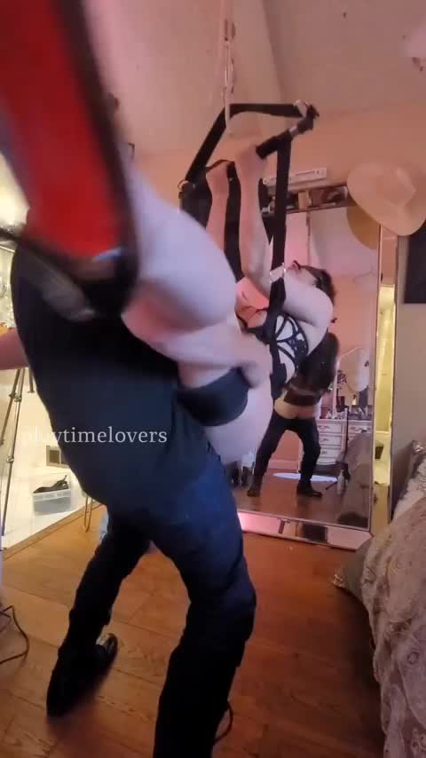 I always cum so hard when he fucks me in our sex swing : video clip